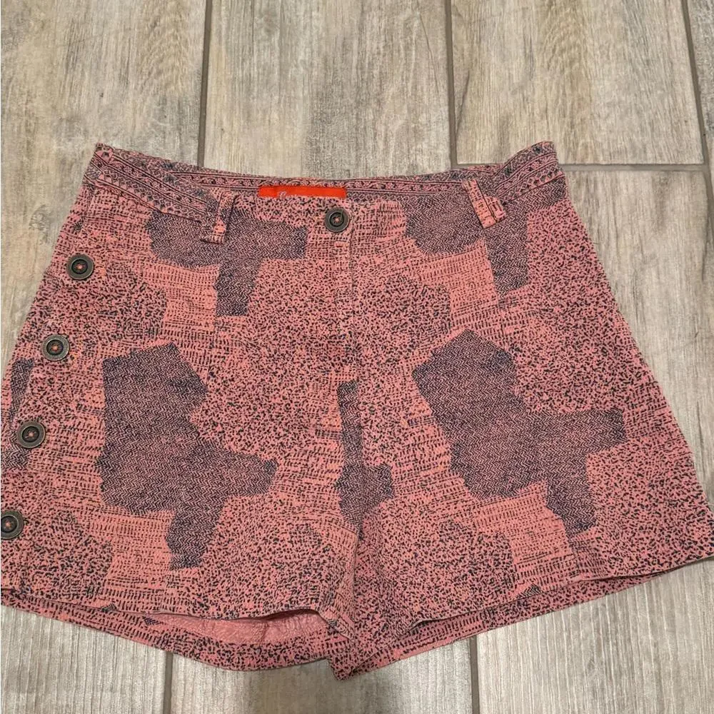 Anthropologie Cartonnier Island Hopper Shorts 4 Pink Side Button Down - Picture 8 of 8